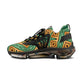 Men's Green & Gold Geometric Pattern Mesh Sneakers