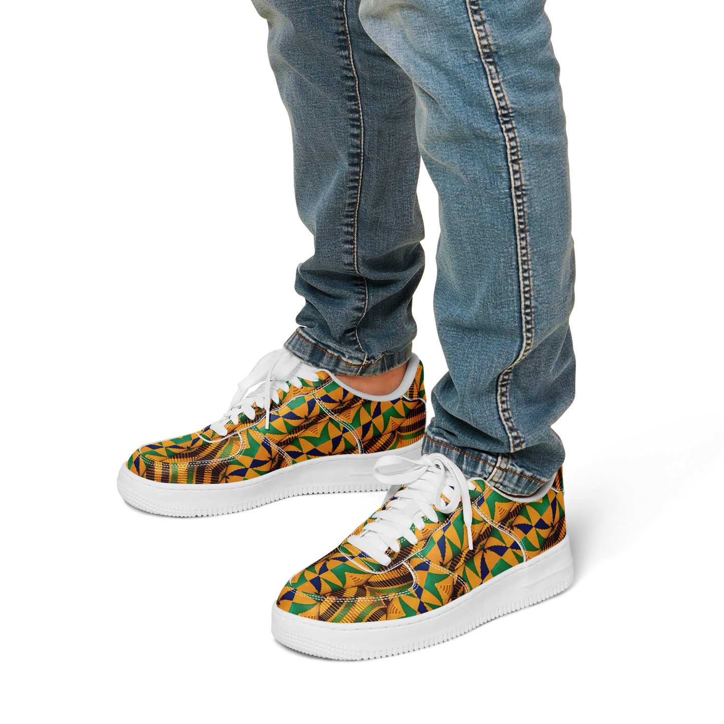 Men's Vibrant African Kente Geometric Pattern All-Over Print Core Low Shoes