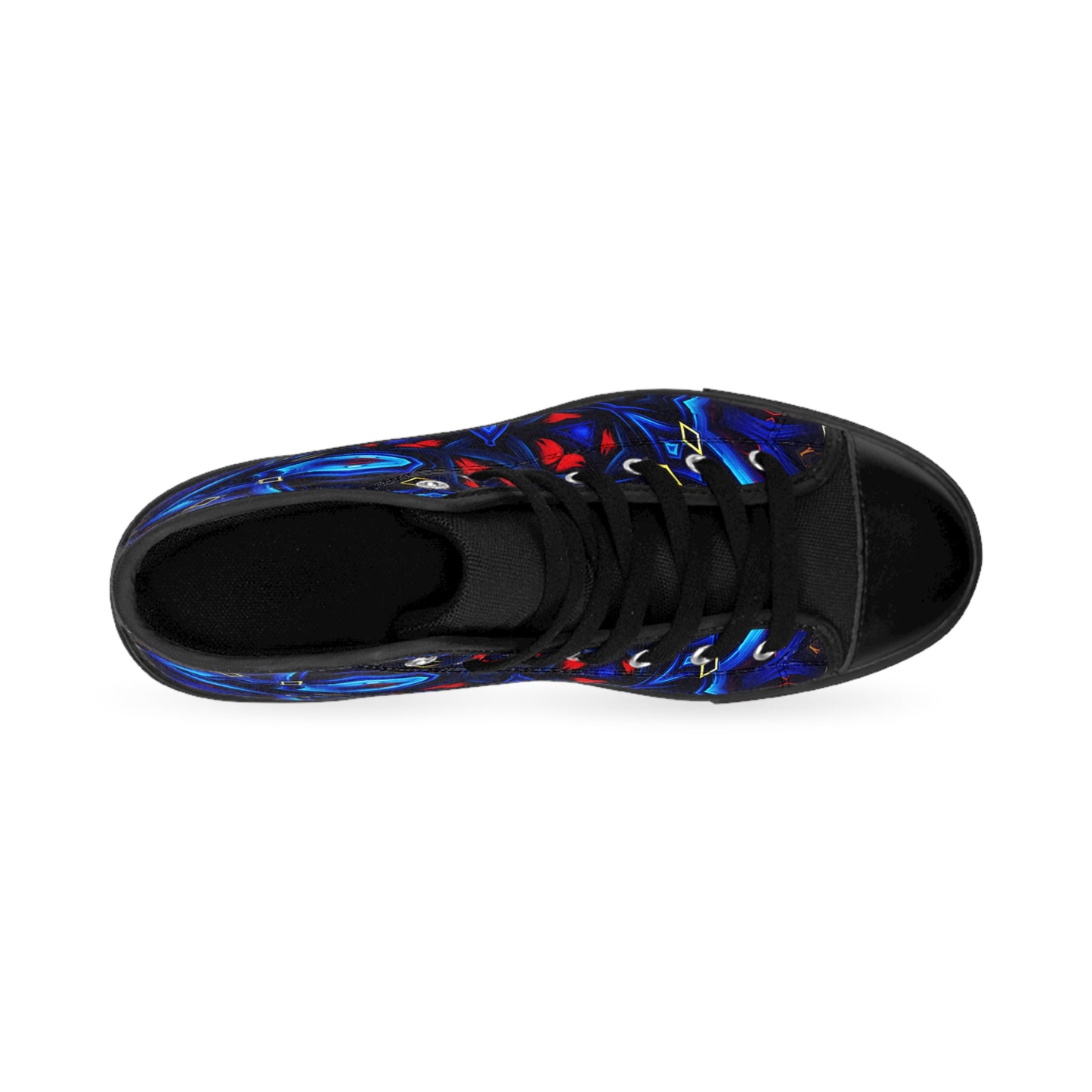 Men's Blue & Red Kaleidoscope Pattern All Over Print High-Top Sneakers