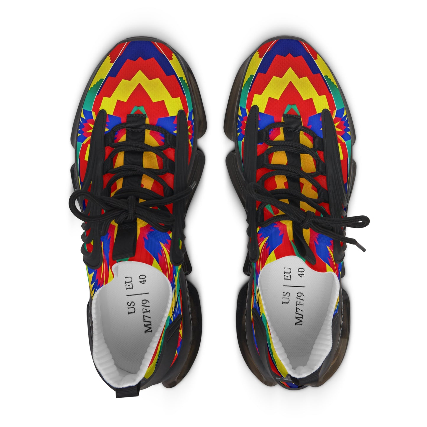 Women's Bold Rainbow Kente-Inspired Geometric Pattern All Over Print Mesh Sneakers