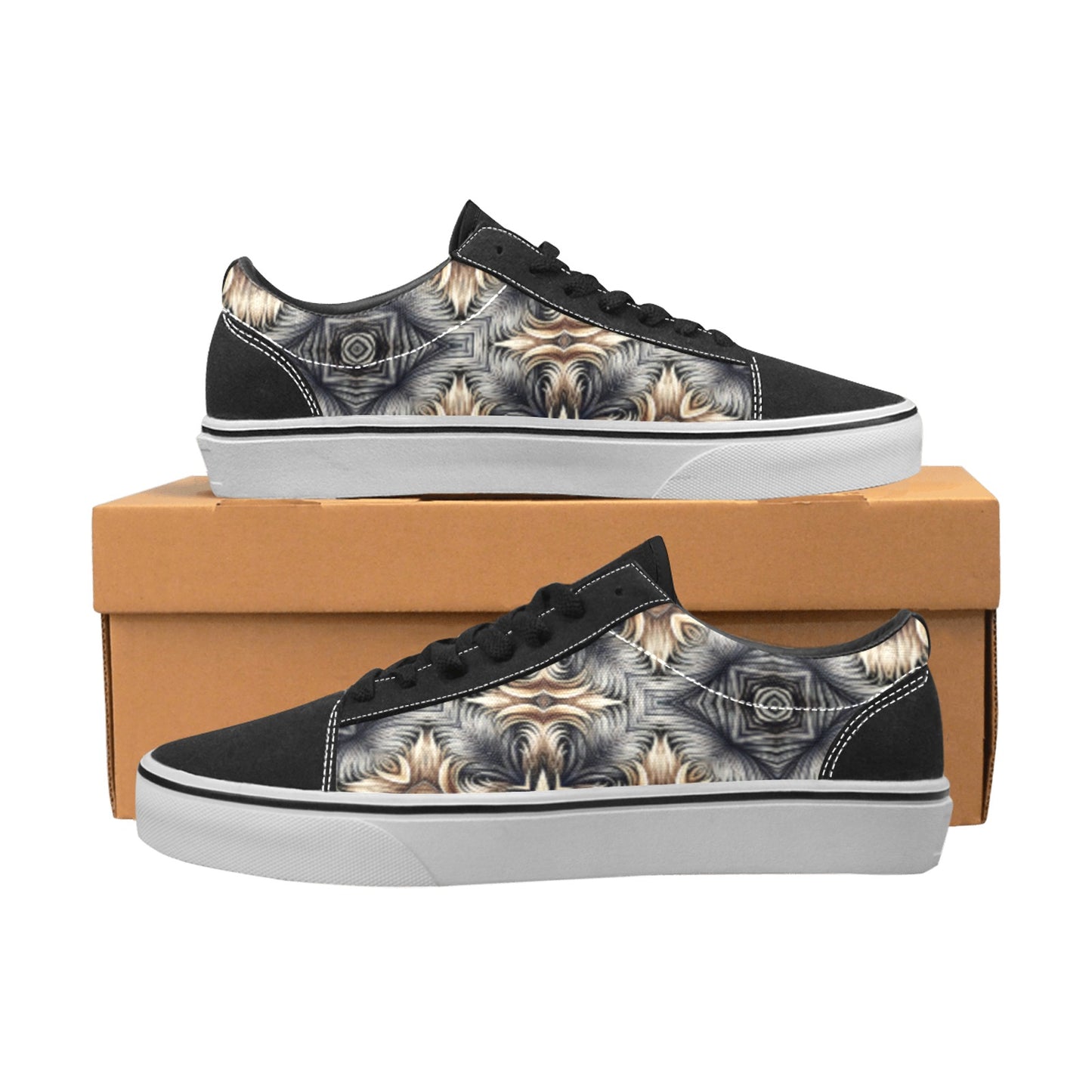Men's Neutral Geometric Floral Pattern All Over print Low Top Skateboarding Shoes