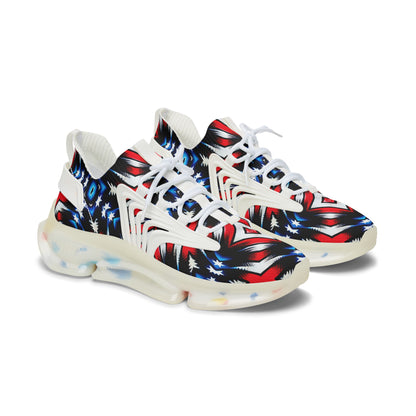 Women’s Patriotic Red White Blue Pattern All Over Print Mesh Sneakers
