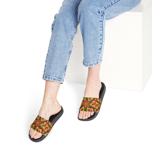Women's Kente Pattern Removable Strap Casual Beach Slides