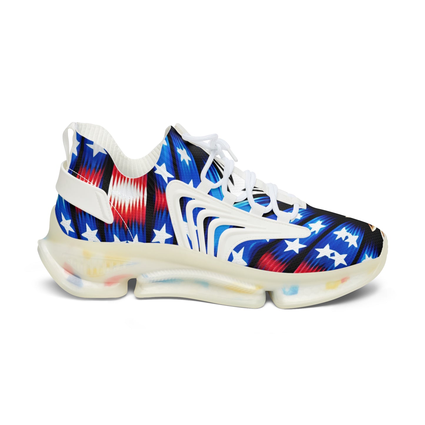 Women's American Flag Stars & Stripes Pattern All Over Print Mesh Sneakers