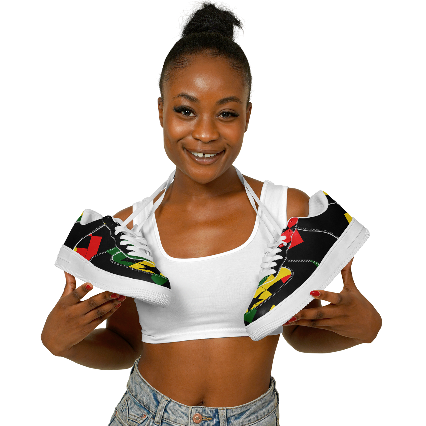 Women's Red Yellow Green and Black Stars Core Low Shoes