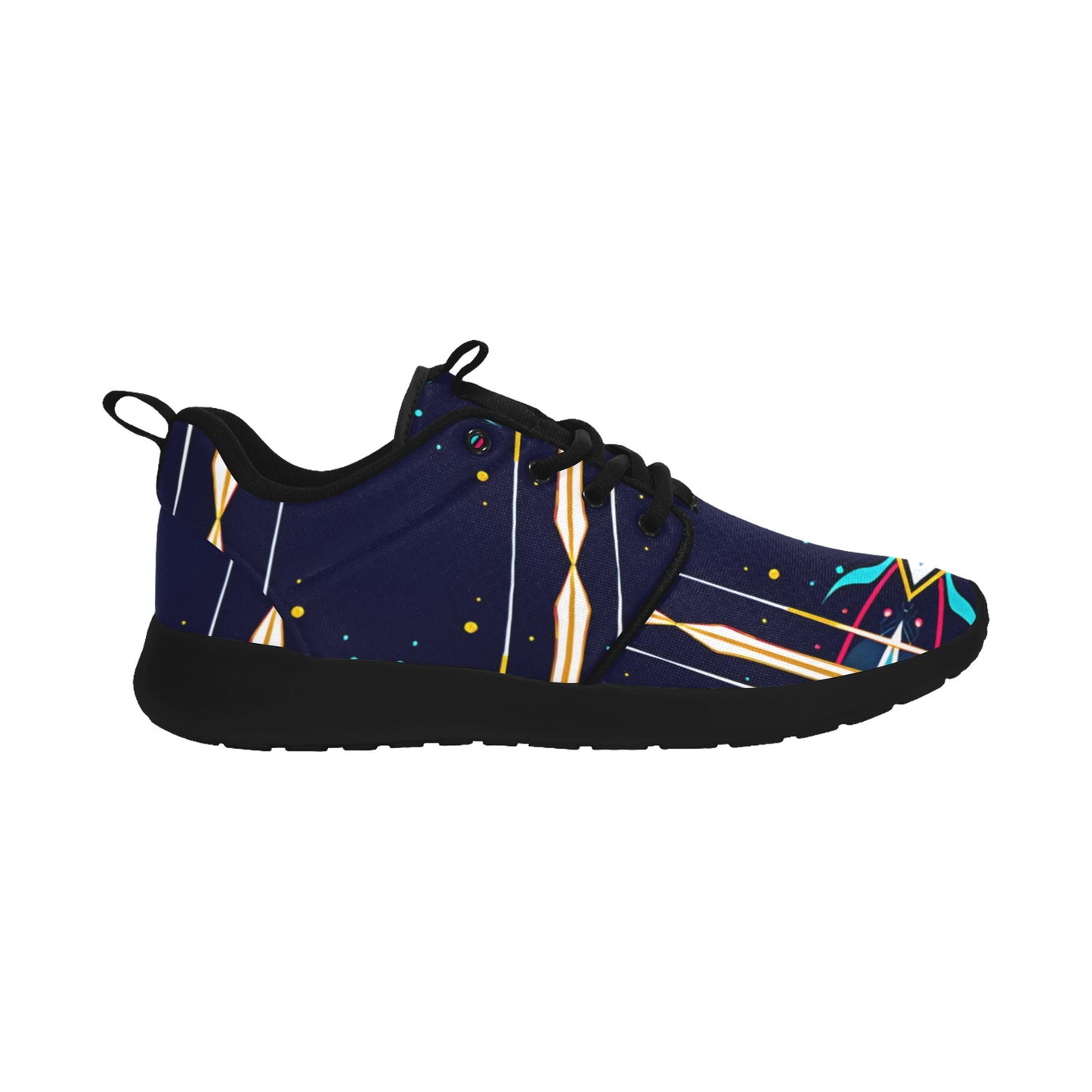 Men's Abstract Neon Geometry Pattern All Over Print Pull Loop Sneakers