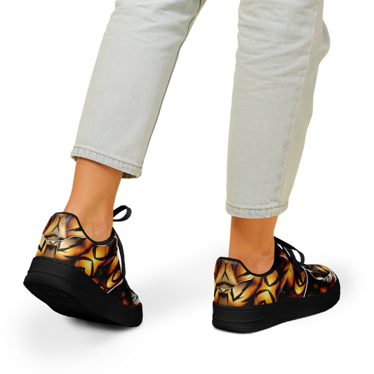 Women's Golden & Black Kaleidoscope Pattern All-Over Print Core Low Shoes