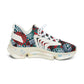 Women's Red & Teal Aztec Geo Pattern All Over Print Mesh Sneakers