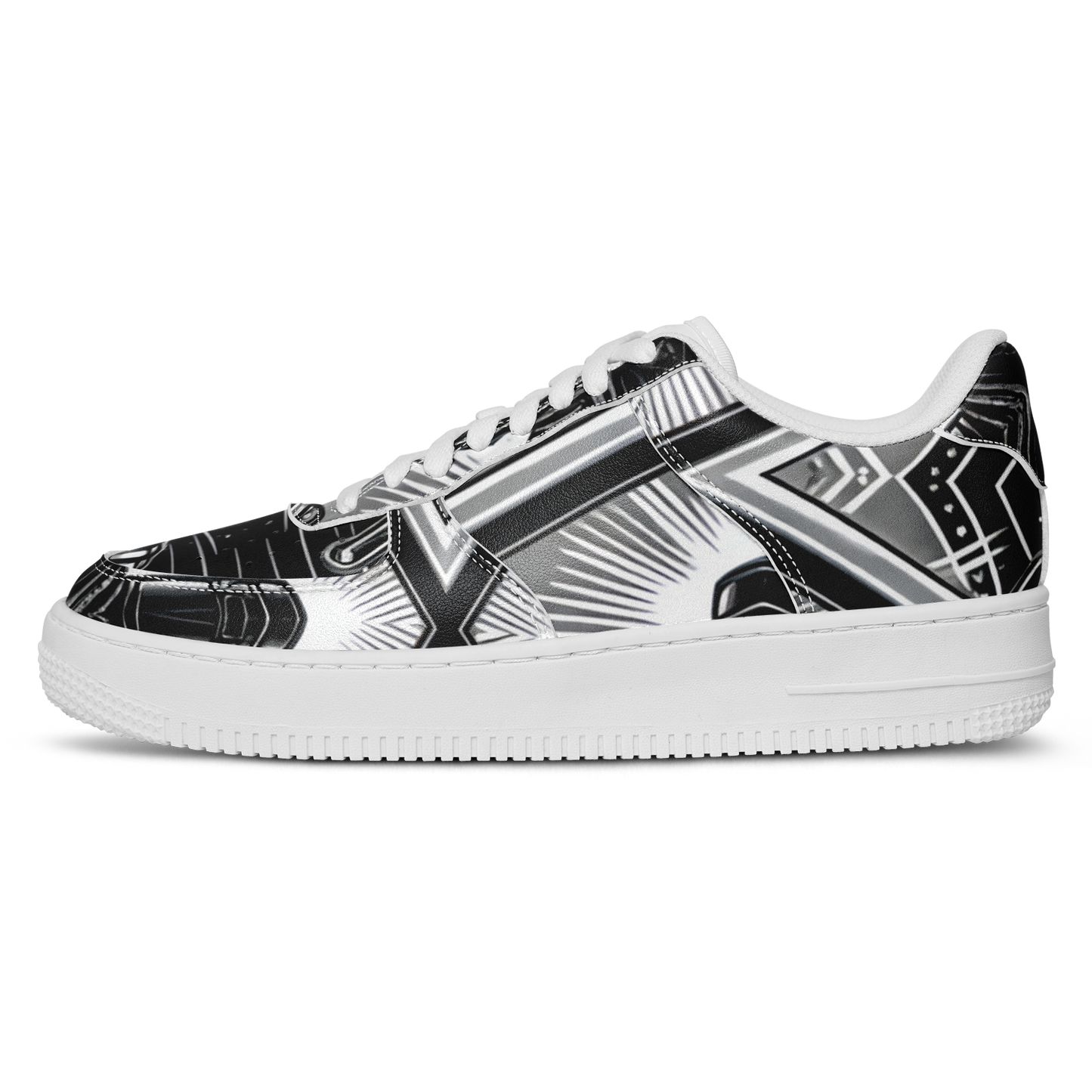 Men' Monochrome Gothic Kaleidoscope Pattern All Over Print Core Low Shoes