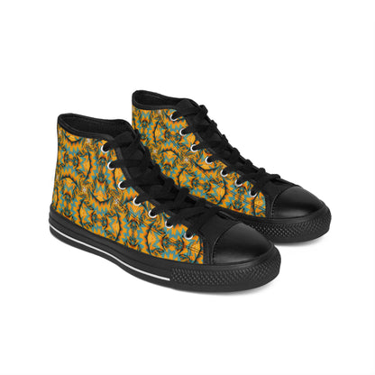 Men's Golden Kaleidoscope Pattern High Top Sneakers