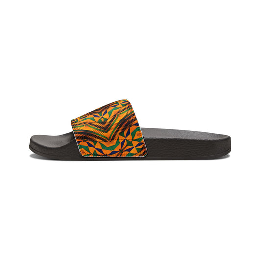 Men's Vibrant African Kente Geometric Removable-Strap Sandals