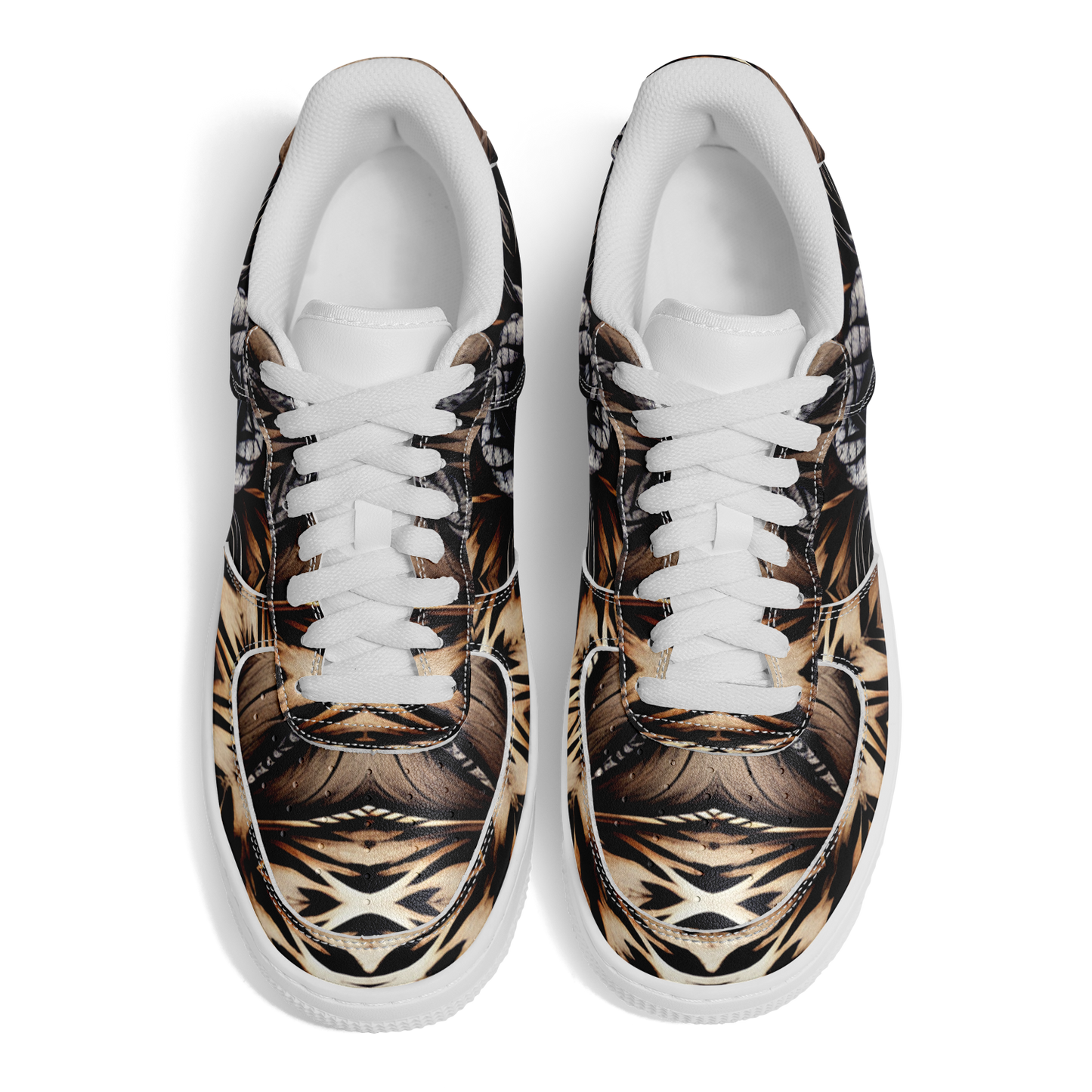 Women's Geometric Kaleidoscope Brown Pattern All Over Print Core Low Shoes