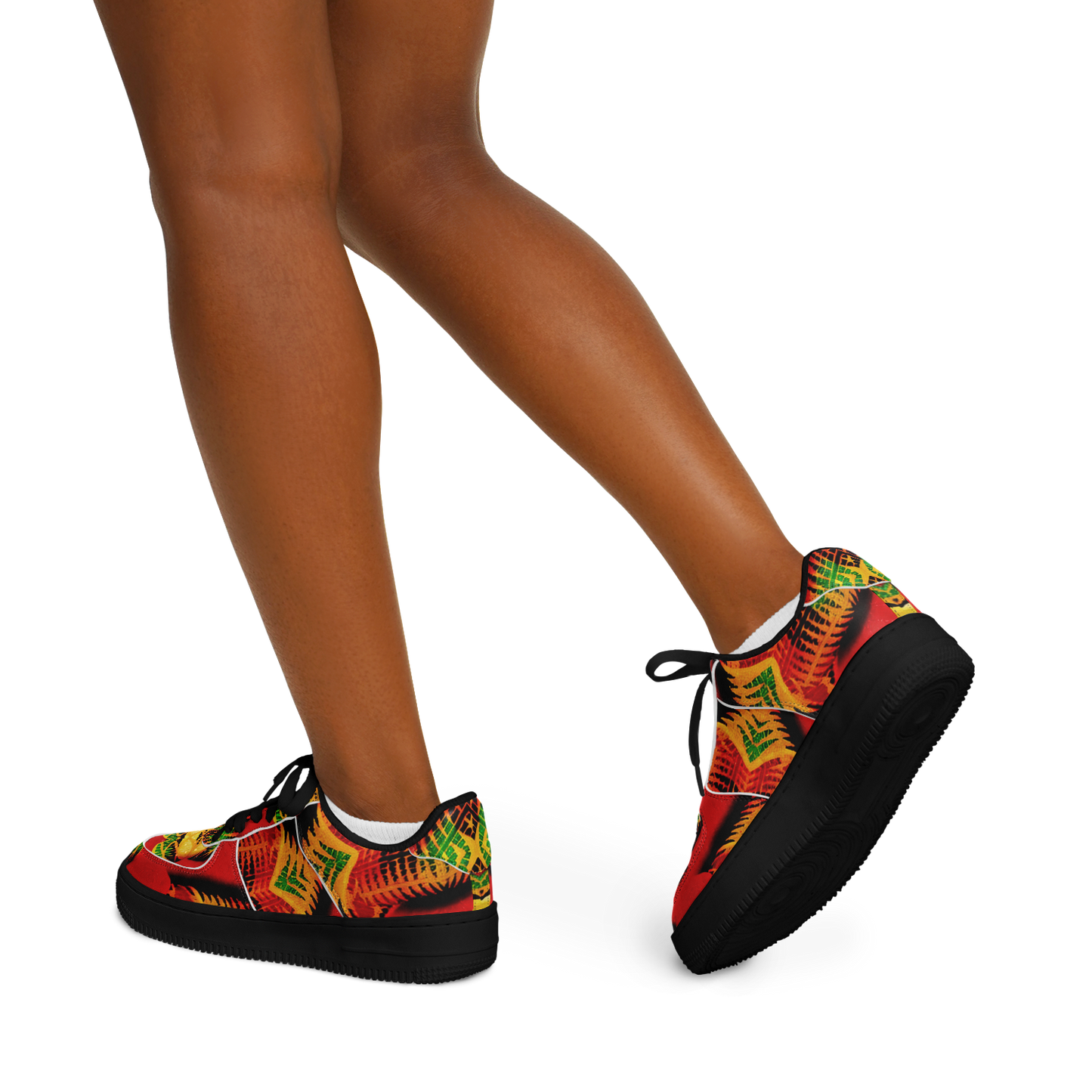 Women's Red Bold Tribal All-Over Print Core Low Shoes
