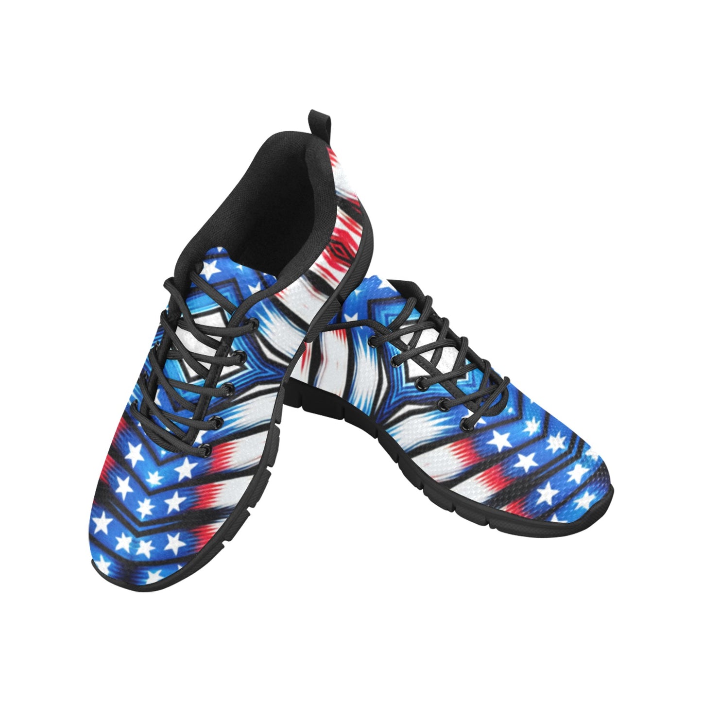Women's Red White Blue Geometric Pattern All-Over Print Breathable Running Shoes