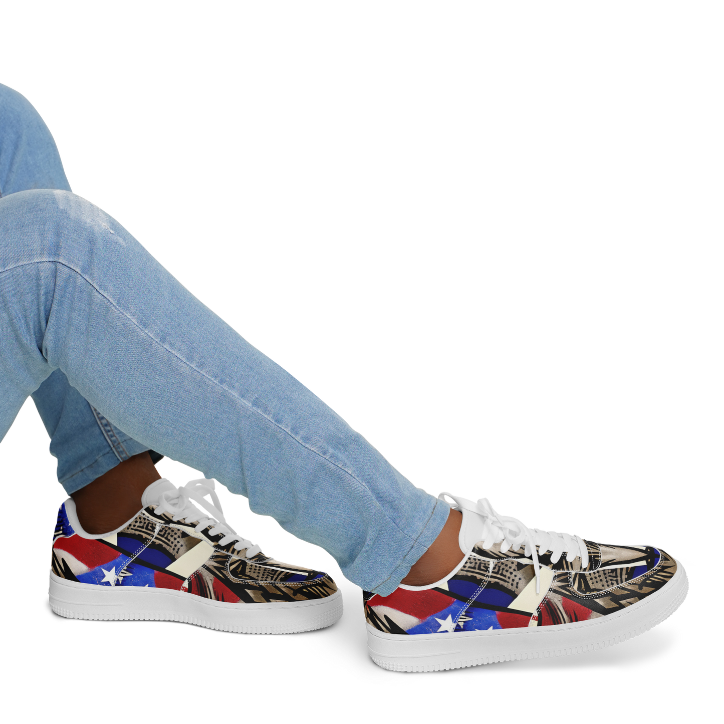 Men's Patriotic Star Kaleidoscope Pattern All-Over Print Core Low Shoes