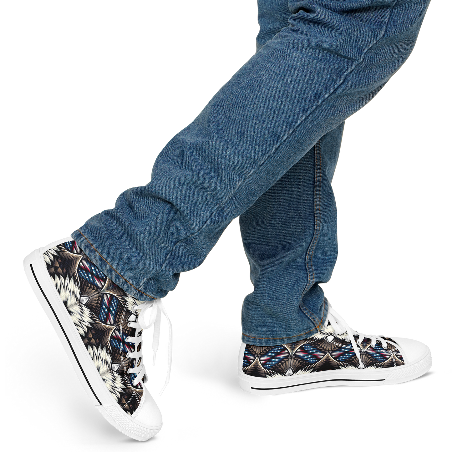 Men's  Patriotic Stars & Stripes Pattern All Over Print Urban Peak High Top Shoes