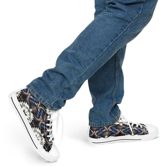 Men's  Patriotic Stars & Stripes Pattern All Over Print Urban Peak High Top Shoes