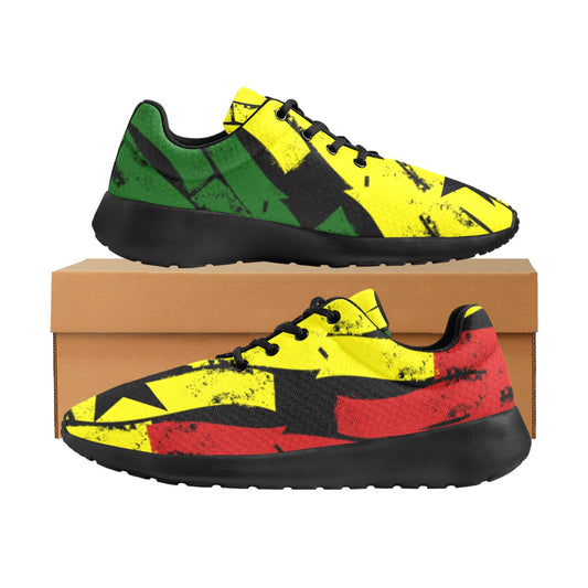 Men's Ghana Flag & Black Star Pattern All-Over Print Athletic Shoes