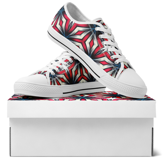 Women's Red, White & Blue Geometric Star Pattern All-Over Print Urban Peak Low Shoes