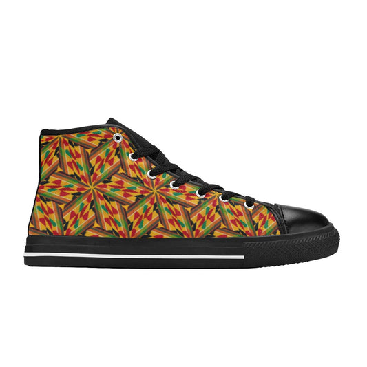 Men's Vibrant African Kente Geometric Pattern All-Over Print High Top Canvas Shoes