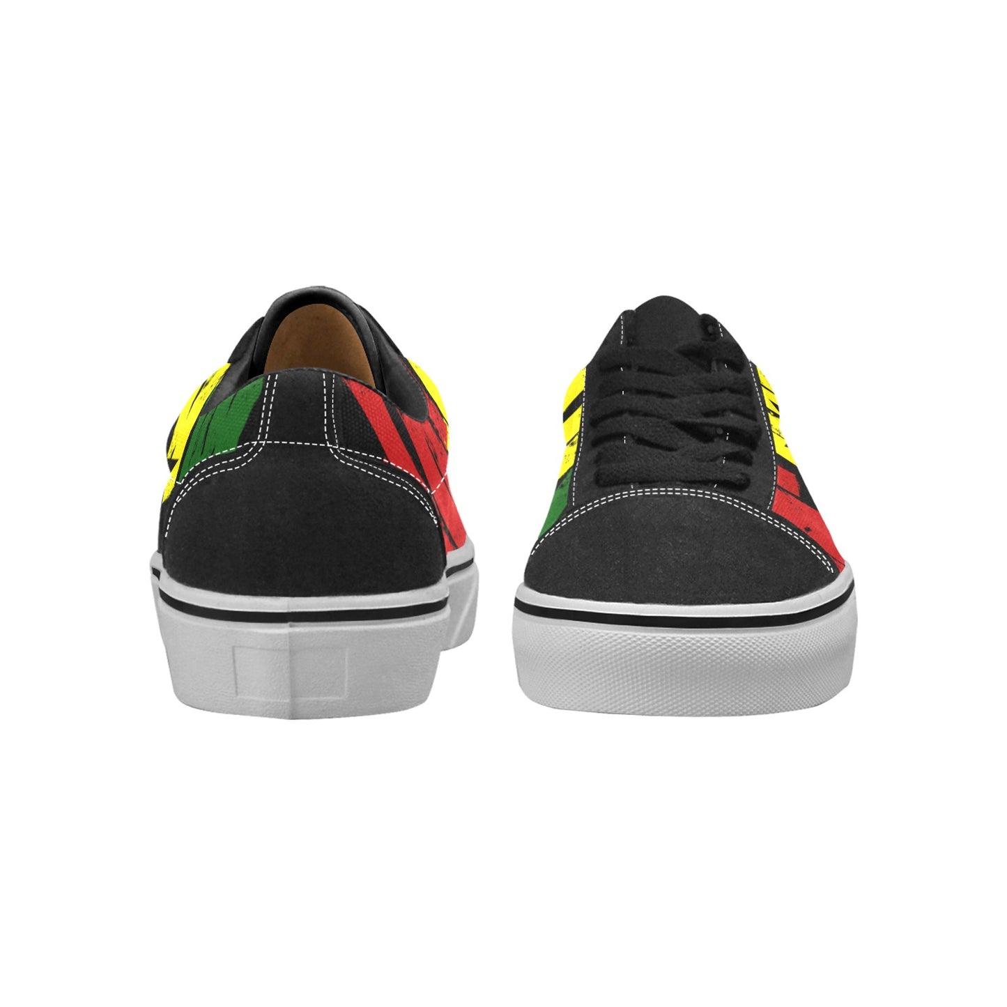 Men's Red Yellow Green and Black Stars Low Top Skateboarding Shoes