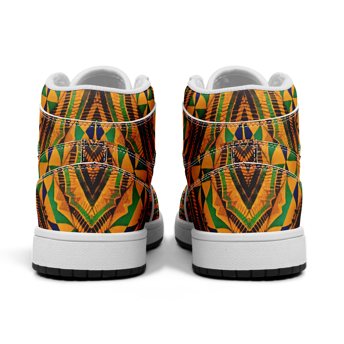 Men's Bold African Kente Inspired Pattern All-Over Print Motion High Top Shoes