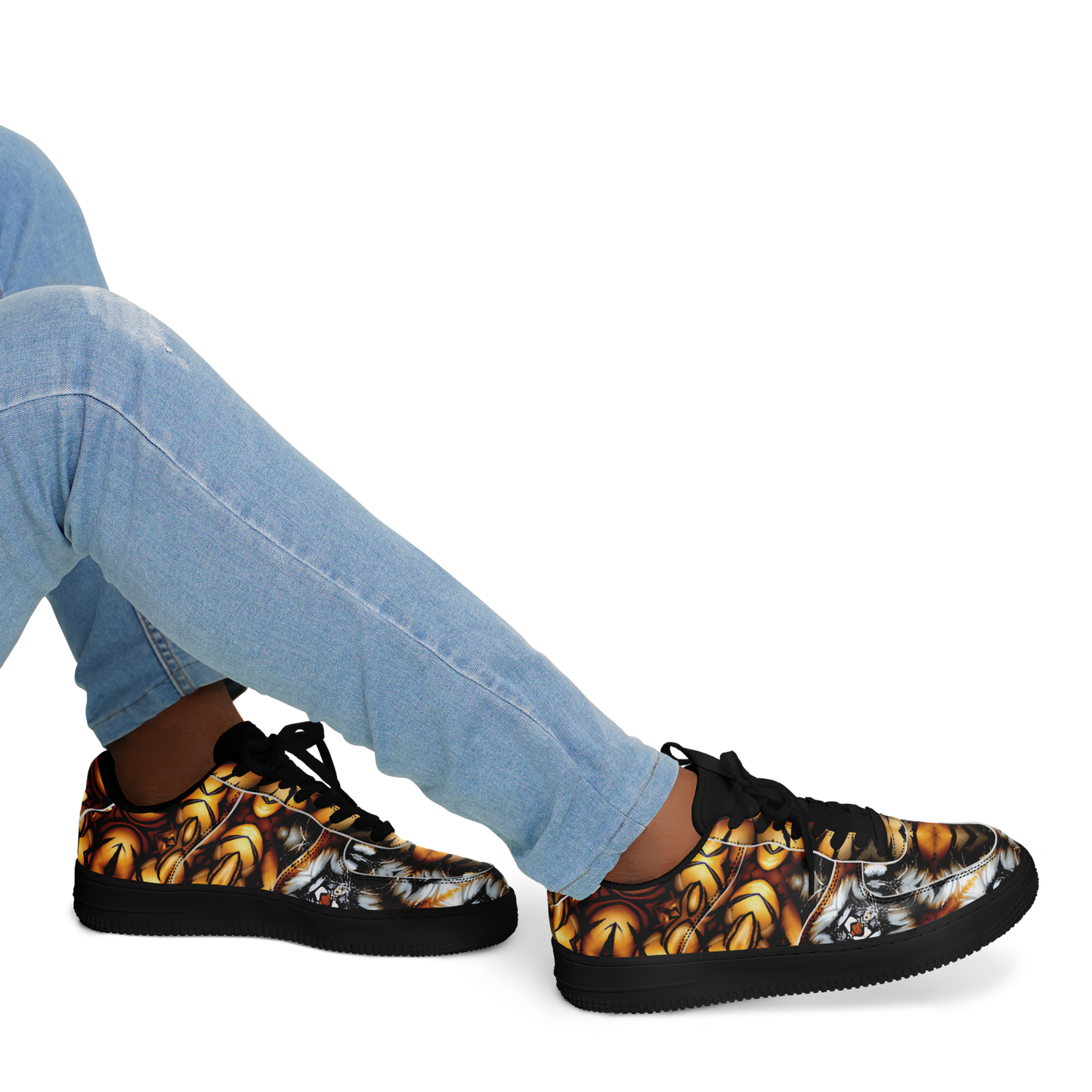 Men's Golden & Black Kaleidoscope Pattern All-Over Print Core Low Shoes