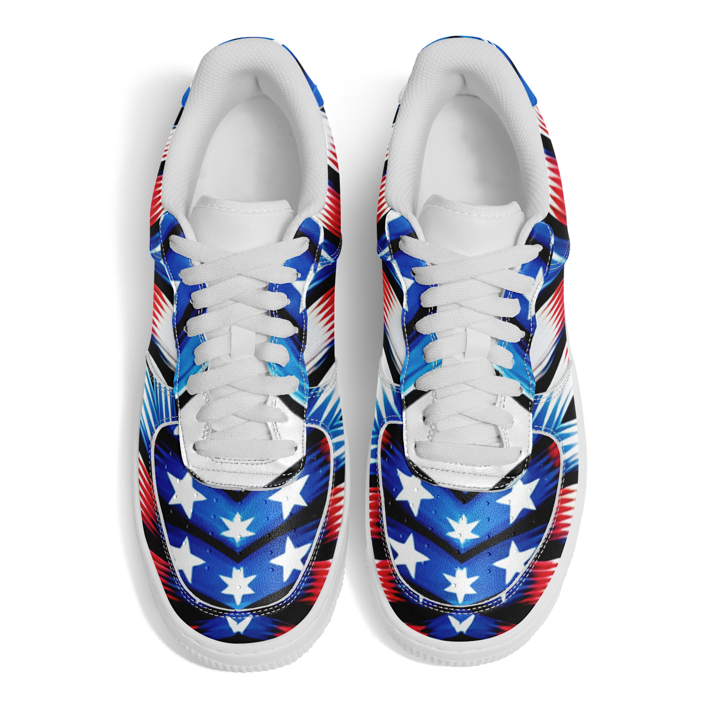 Men's Red White Blue Geometric Pattern All-Over Print Core Low Shoes