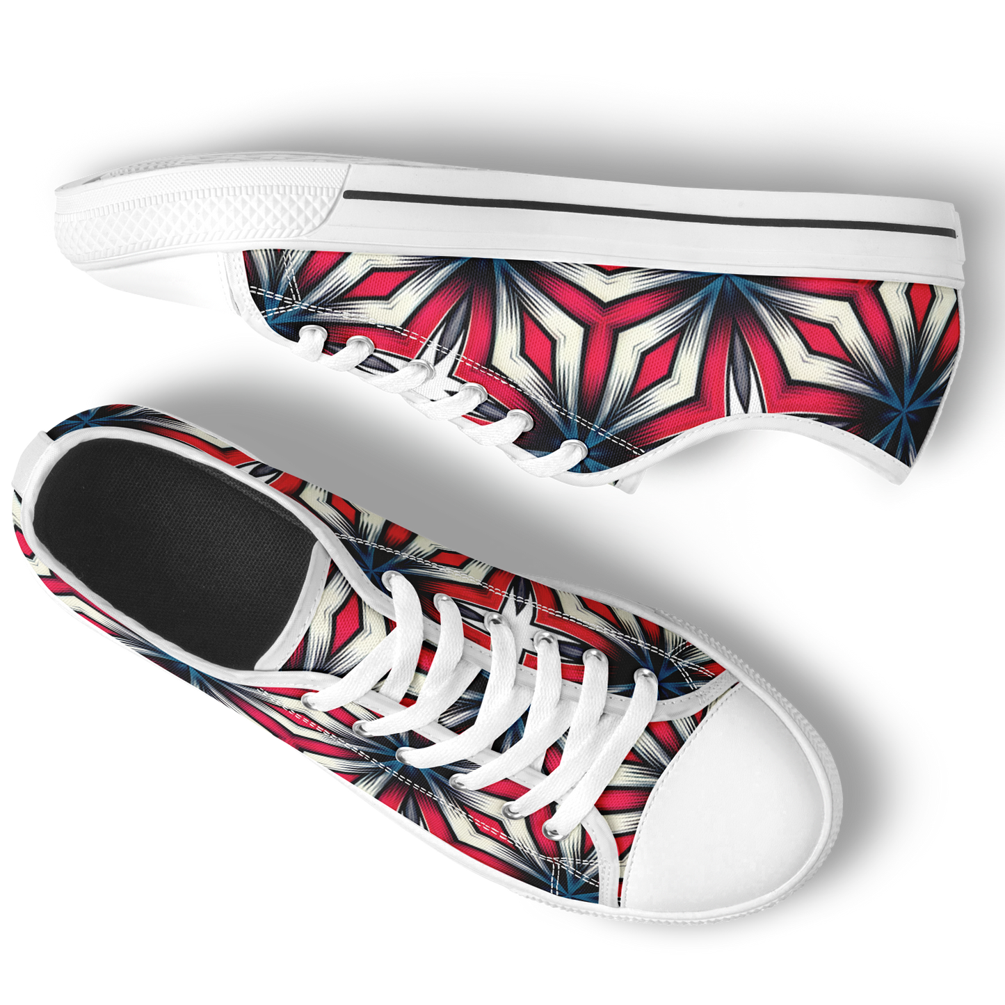 Women's Red, White & Blue Geometric Star Pattern All-Over Print Urban Peak Low Shoes