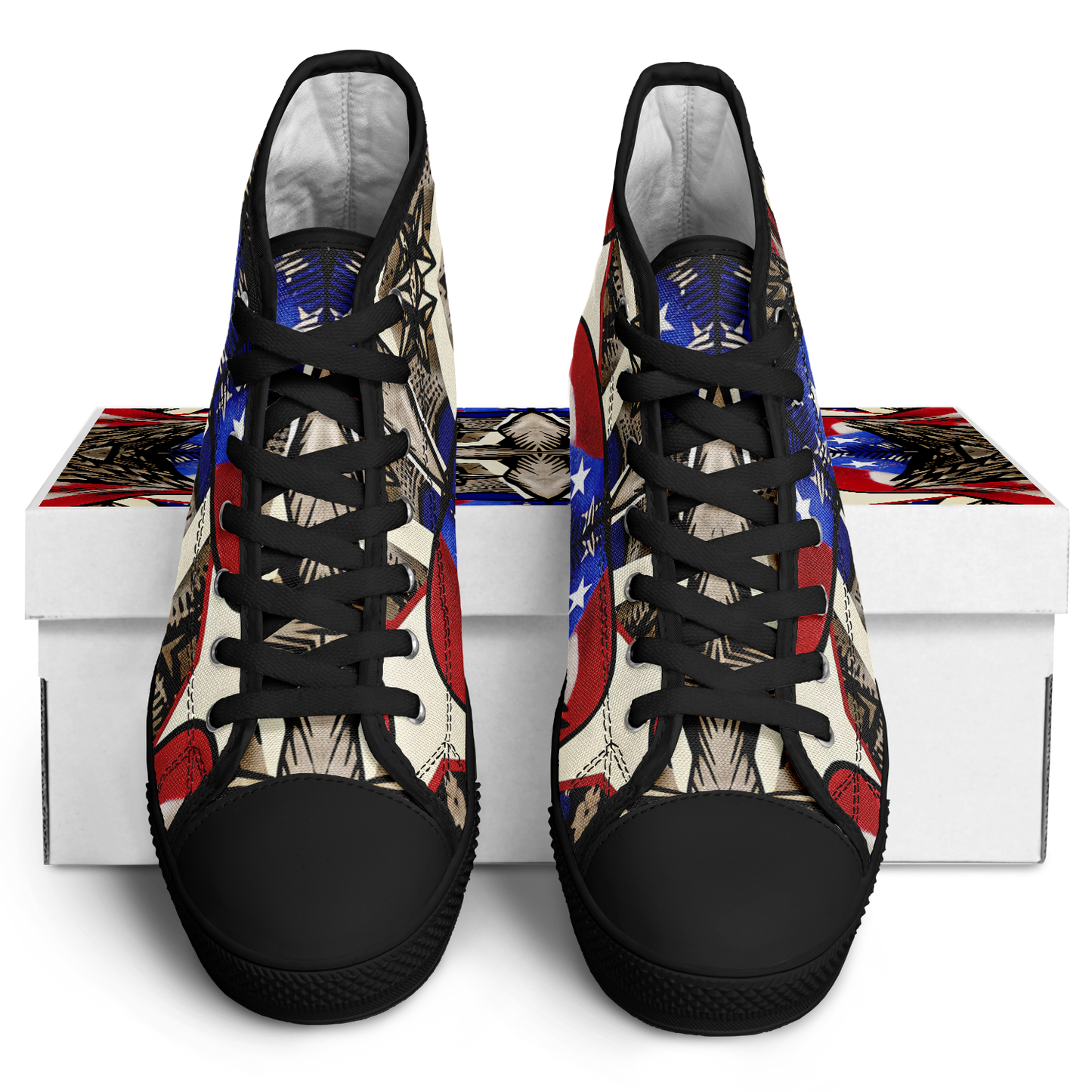 Women's Patriotic Stars & Cross Kaleidoscope Pattern All-Over Print Urban Peak High Top Shoes