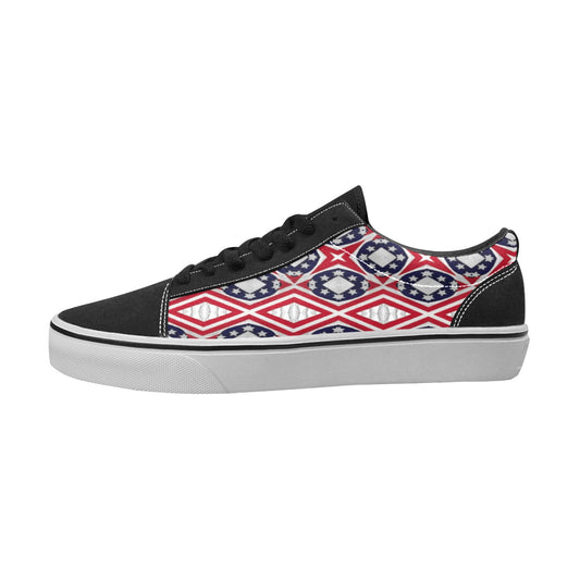 Women's Patriotic Red White Blue Geometric  Low Top Skateboarding Shoes