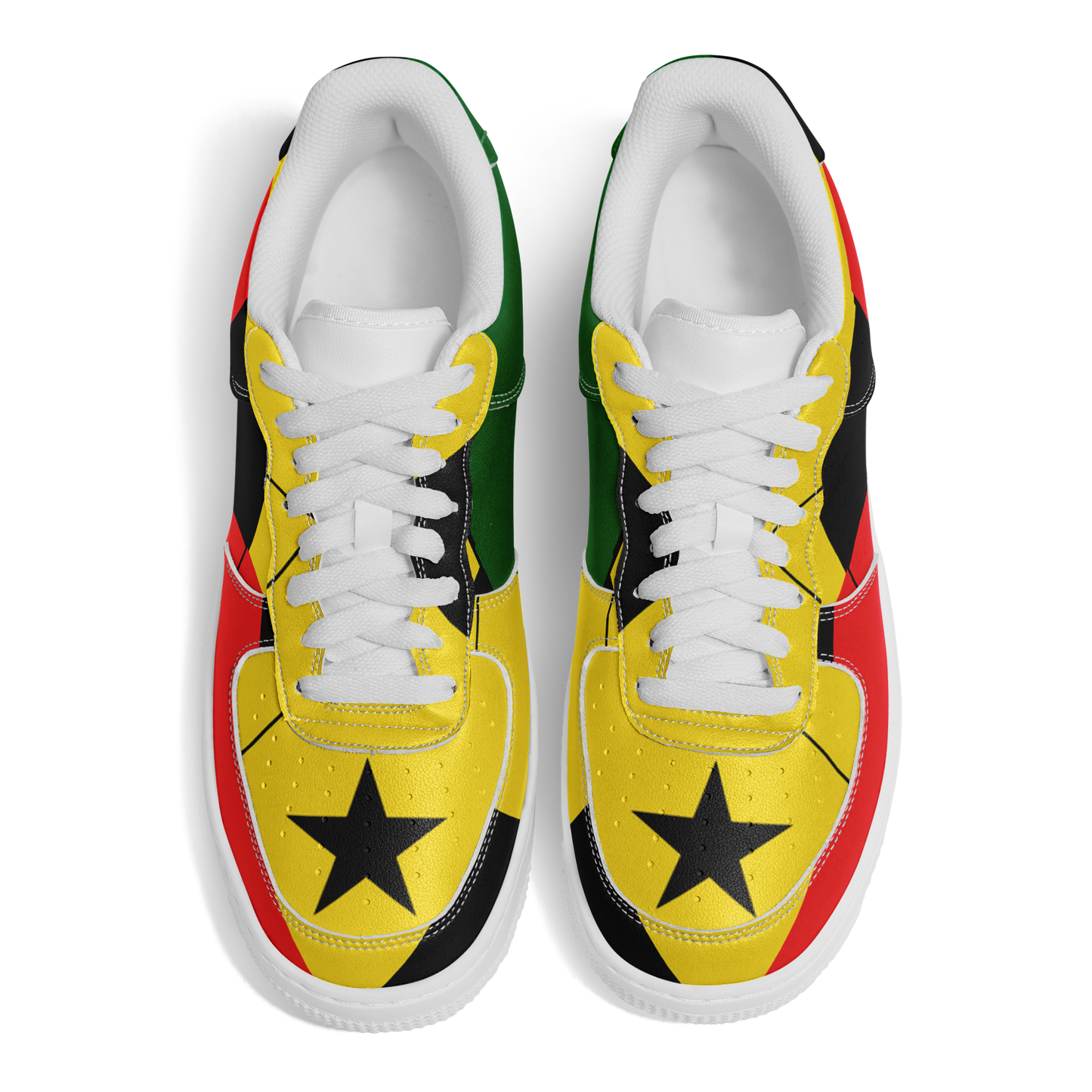 Women's Red Yellow Green and Black Stars Pattern All Over Print Urban Peak High Top Shoes