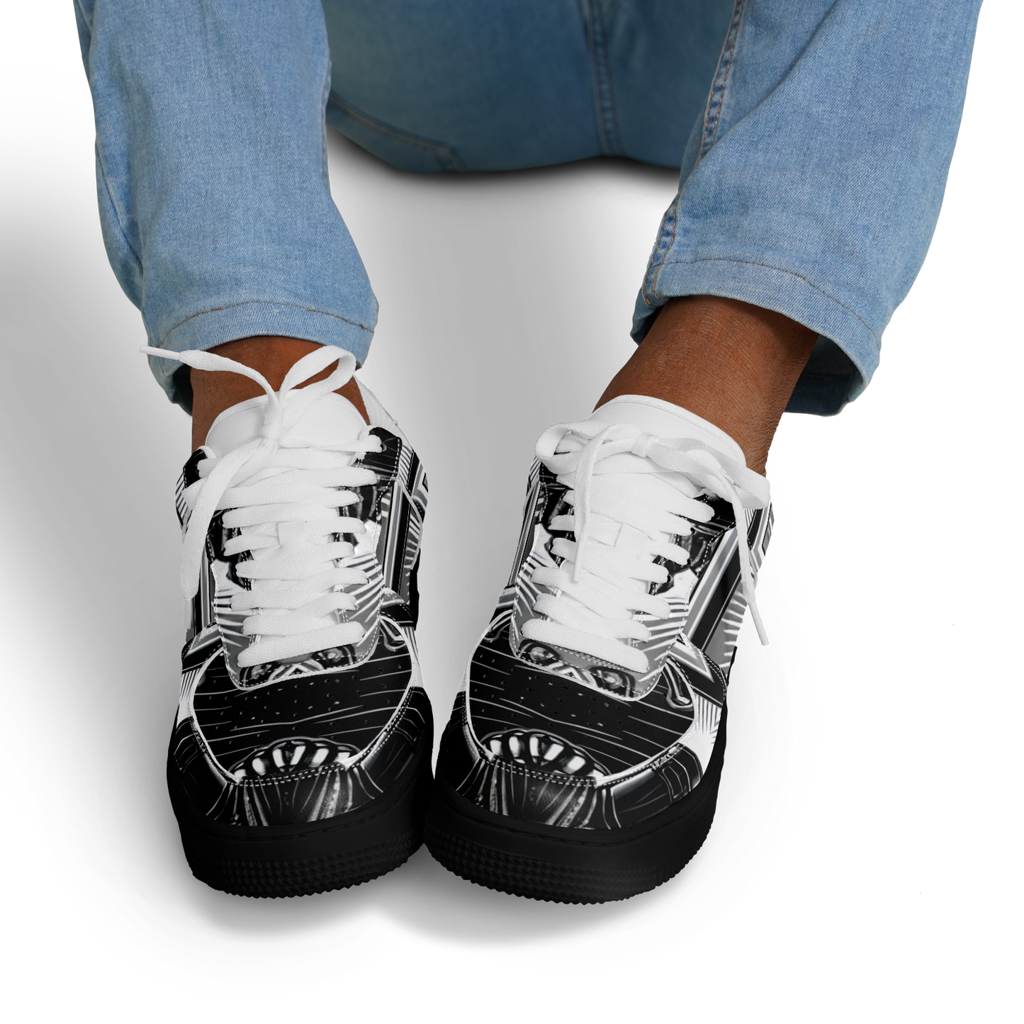 Men' Monochrome Gothic Kaleidoscope Pattern All Over Print Core Low Shoes