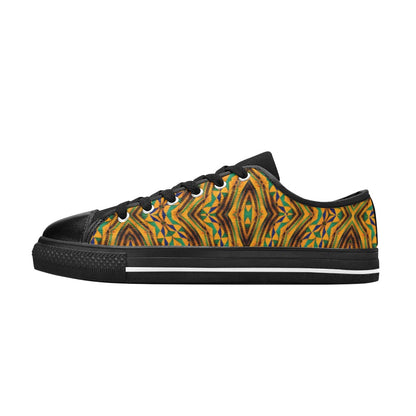 Men's Vibrant African Kente Geometric Pattern Low Top Canvas Shoes