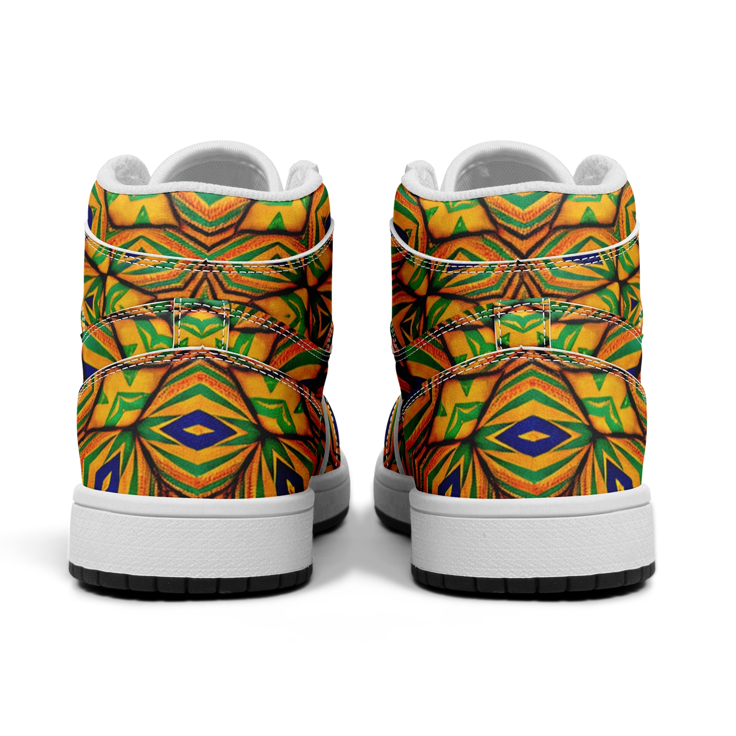 Men's Bold African Kente Inspired Pattern All-Over Print Motion High Top Shoes