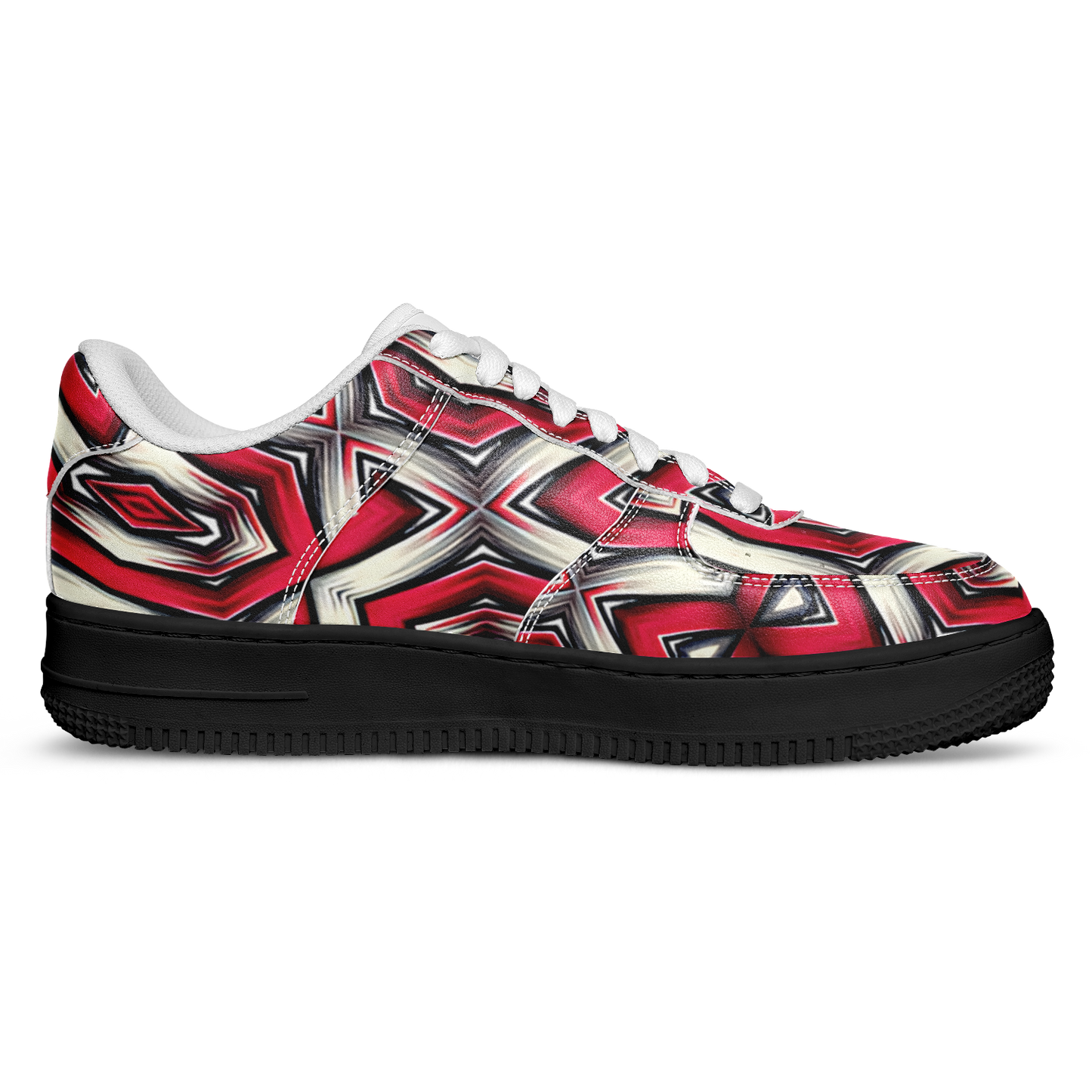 Women's Red Geometric Kaleidoscope Core Low Shoes