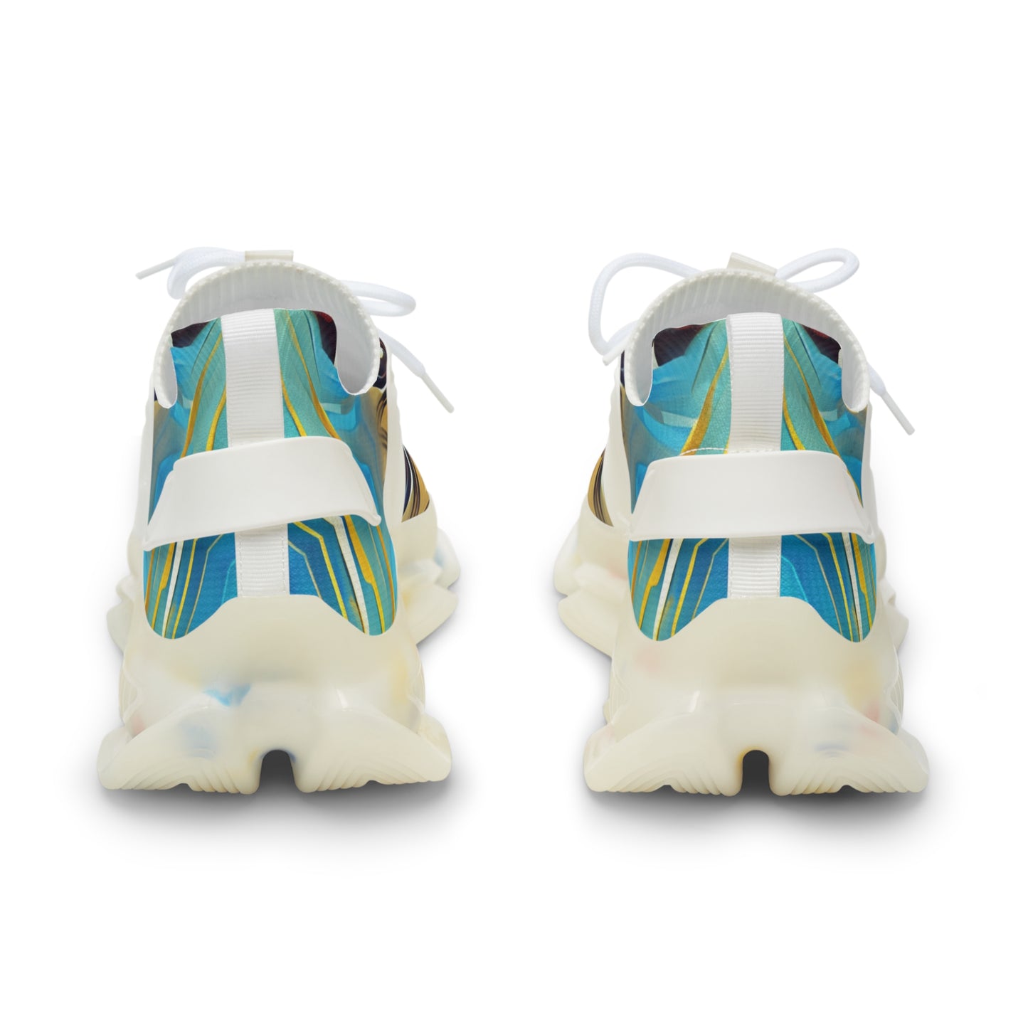 Men's Abstract Ocean Wave All Over Print Mesh Athletic Sneakers