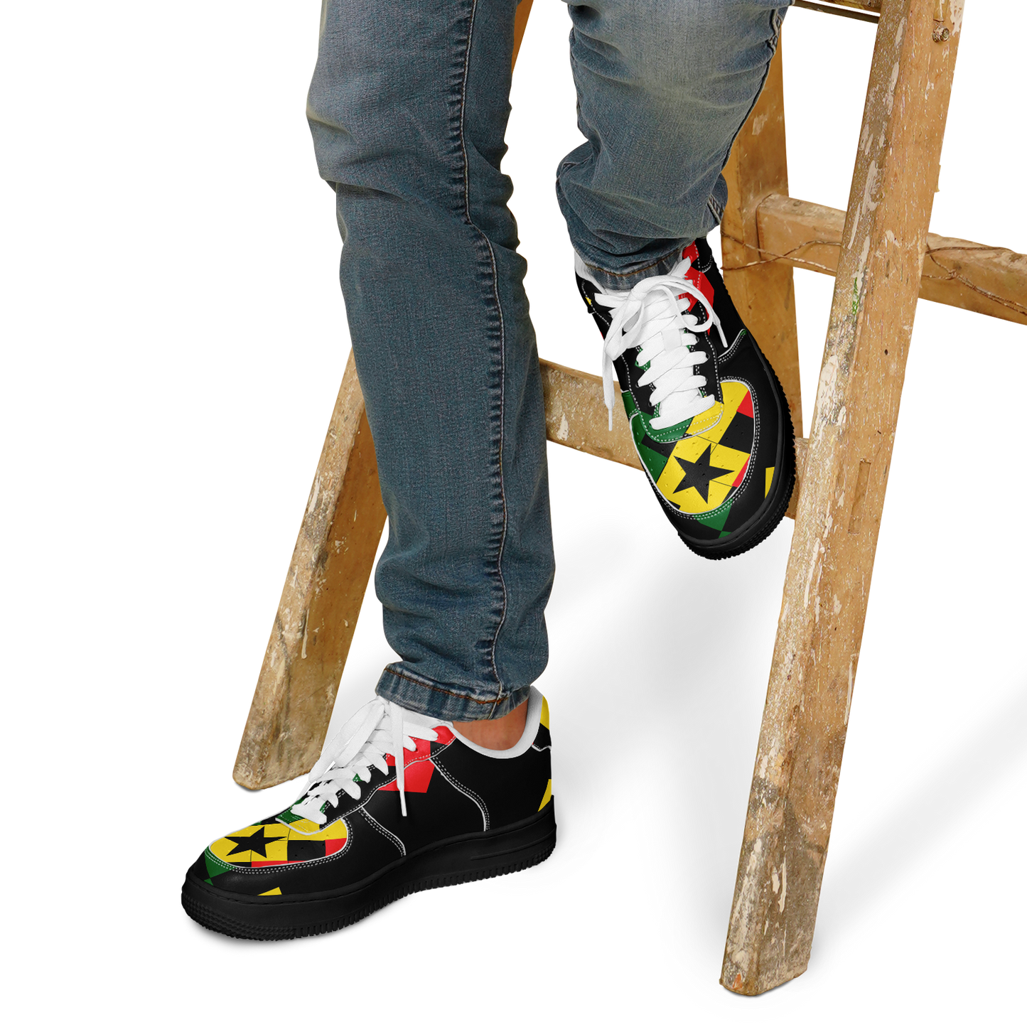 Men's Red Yellow Green and Black Stars Core Low Shoes