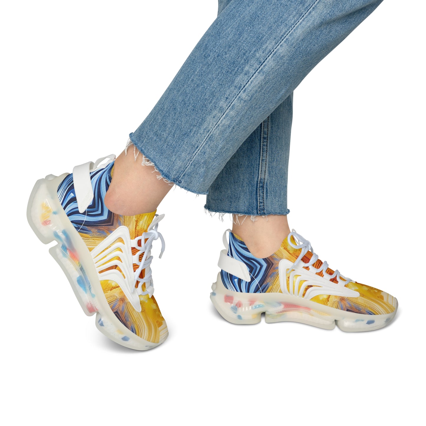 Women's Vibrant Sunrise Tie-Dye All Over Print Athletic Mesh Sneakers