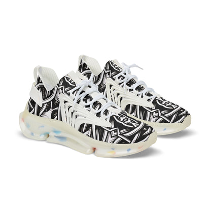 Men's Black & White Tribal Pattern Mesh Sneakers