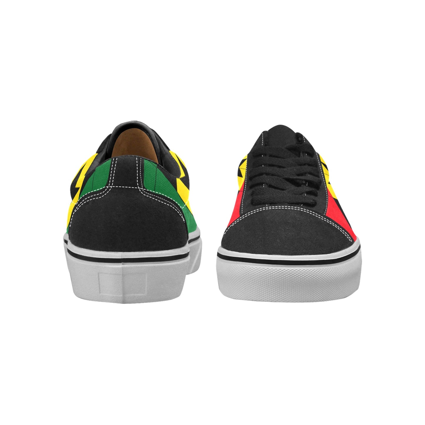 Women's Red Yellow Green and Black Stars Low Top Skateboarding Shoes
