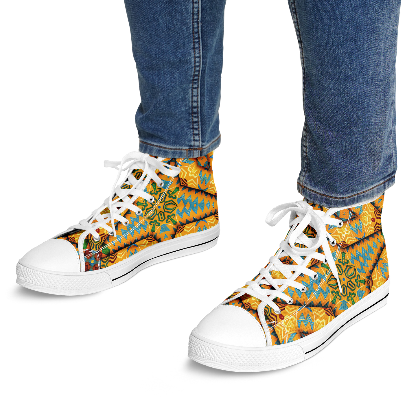 Men's Golden Geometric Mosaic Pattern Urban Peak High Top Shoes
