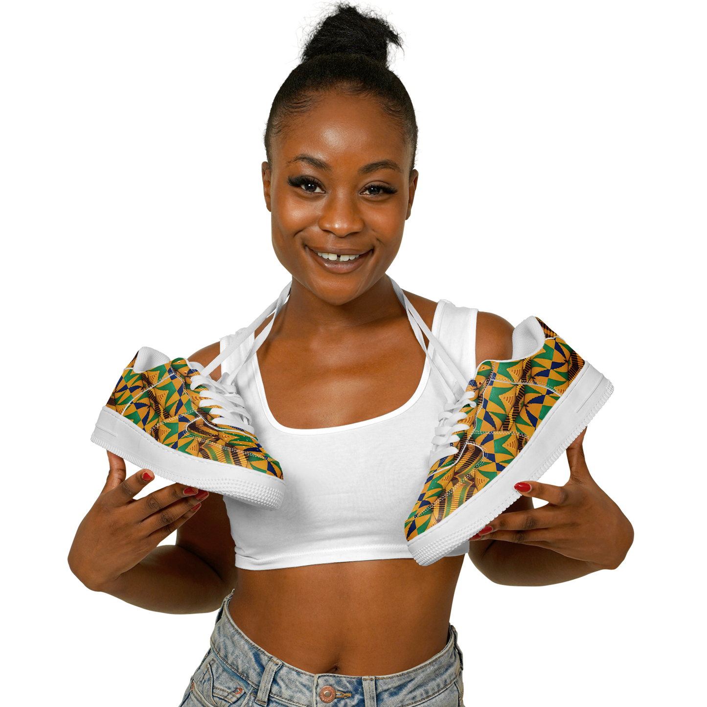 Women's Vibrant African Kente Geometric Pattern All-Over Print Core Low Shoes