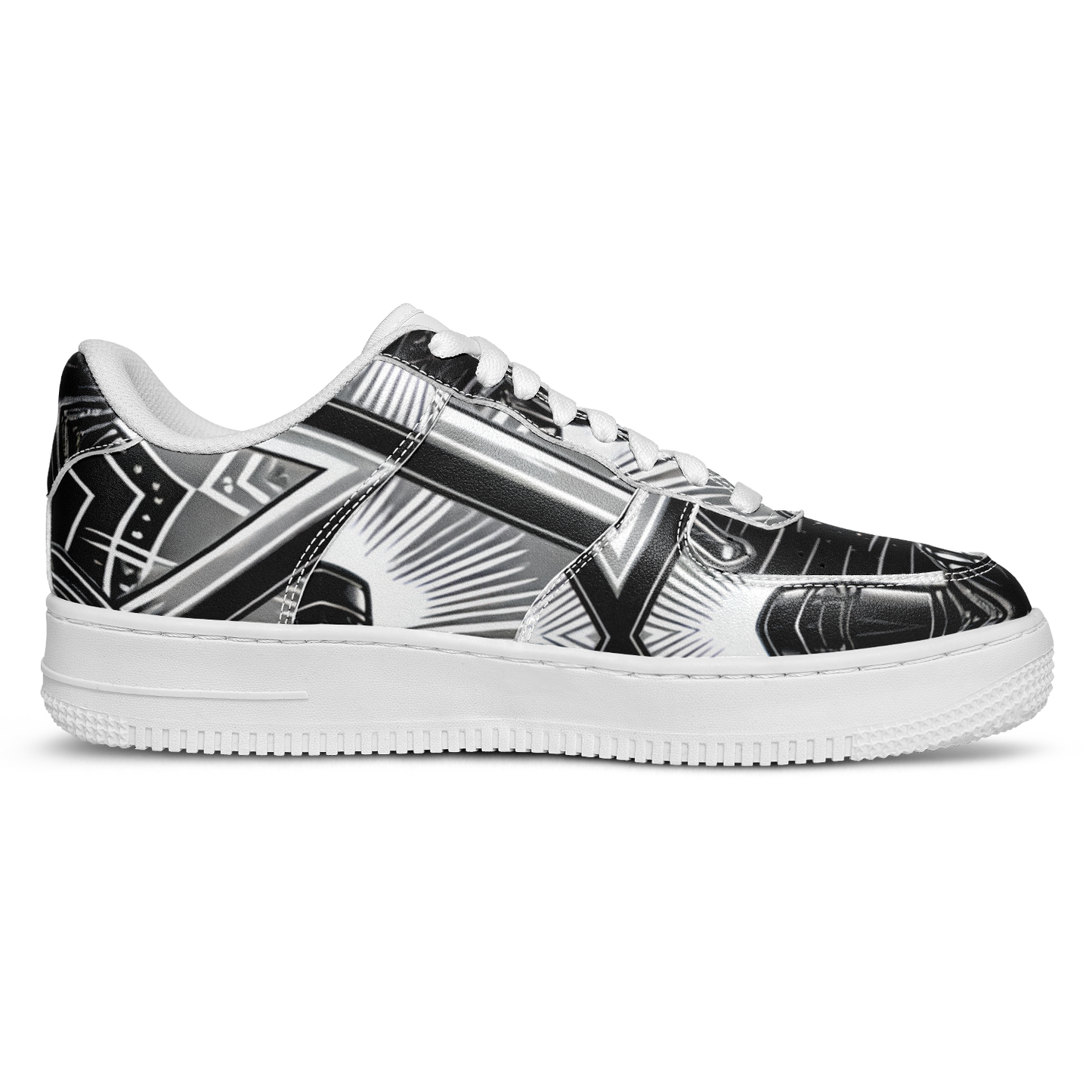 Men' Monochrome Gothic Kaleidoscope Pattern All Over Print Core Low Shoes