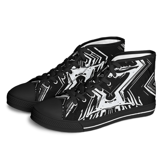 Women's Black & White Kaleidoscope Pattern All Over Print Urban Peak High Top Shoes