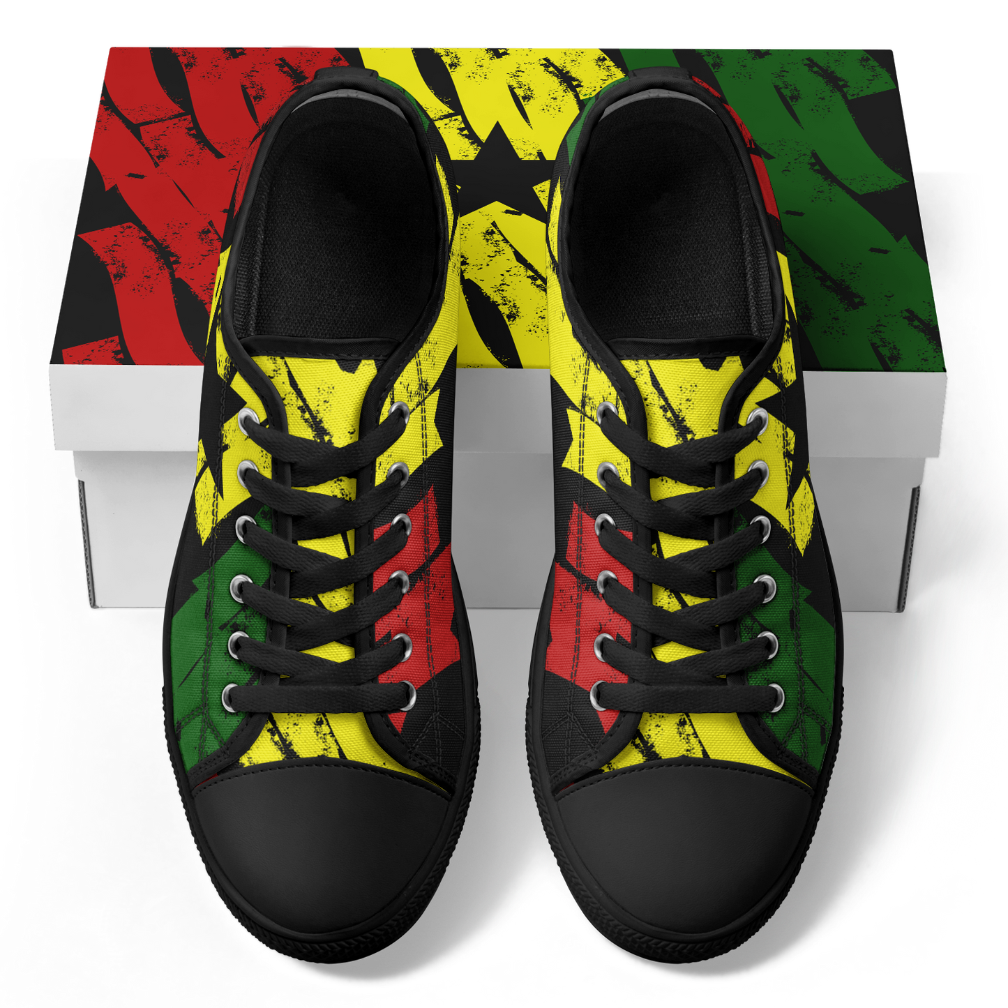 Women's Red Yellow Green and Black Stars Urban Peak Low Shoes