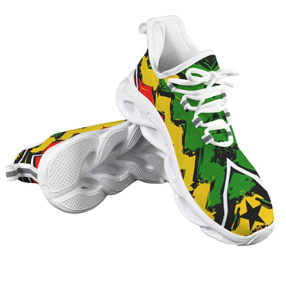 Men's Red Yellow Green and Black Stars Pattern All Over Print Twisted Sole Sneakers