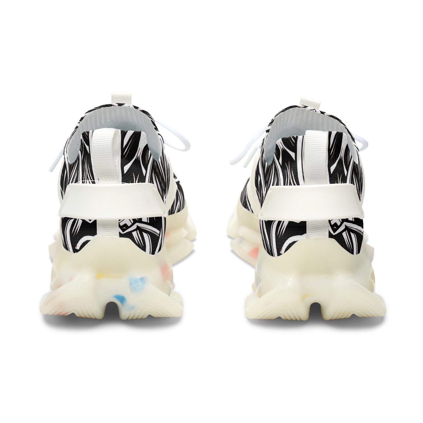 Women's Black & White Tribal Pattern Mesh Sneakers