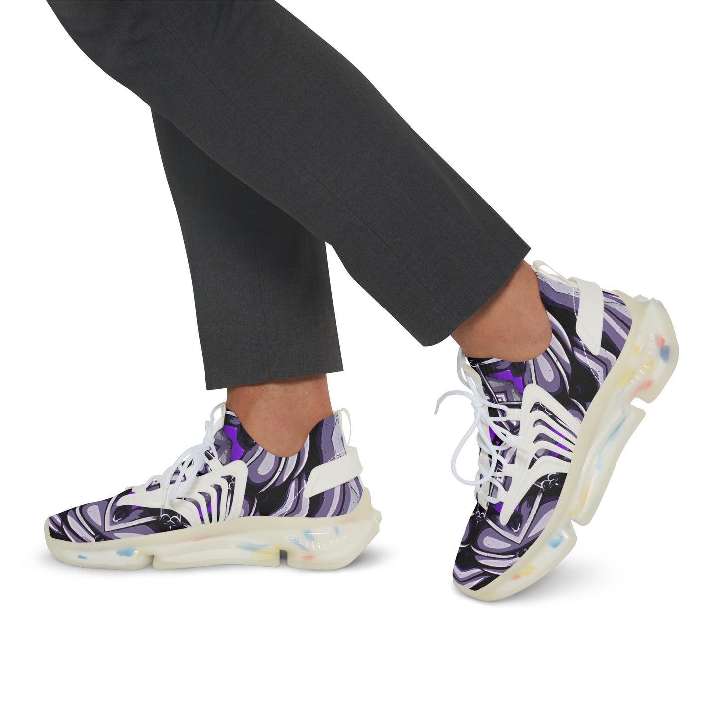 Men's Purple Swirl Mesh Sneakers with White Sole