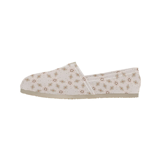 Women's Beige Floral Mandala Pattern Classic Canvas Slip-On